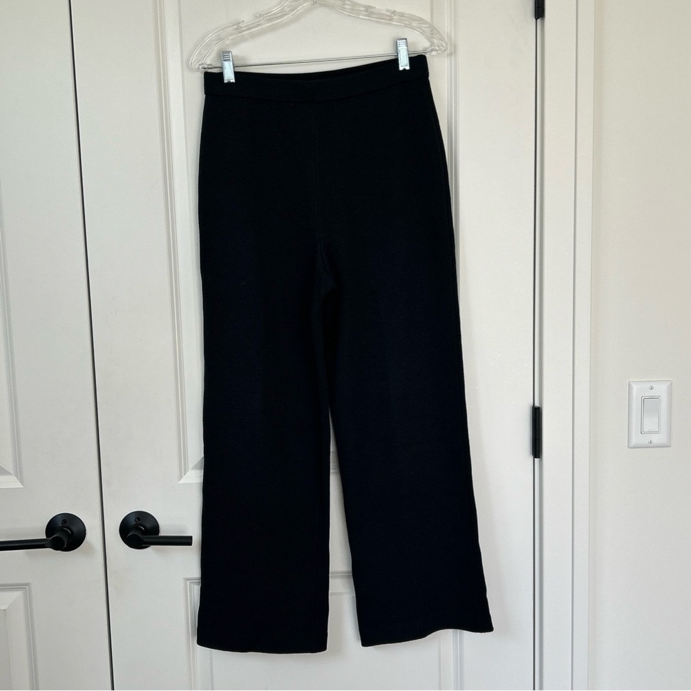 ST JOHN size 6 Black Santana Pants Flat Front Straight Wider Leg 27  ins  ankle - Picture 3 of 3